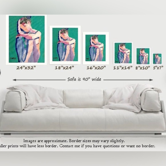 THOUGHTFUL GAZE lV 8x10 Art Print Figurative Expressive Modern Portrait Painting - Picture 3 of 3